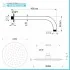 Scheda tecnica braccio doccia da 40 cm e soffione a pioggia con snodo regolabile da 25 cm