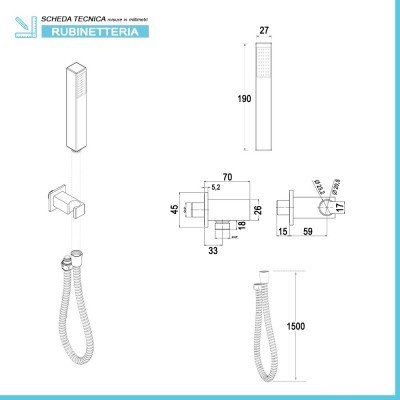 Scheda tecnica doccetta e presa d'acqua con relativo supporto