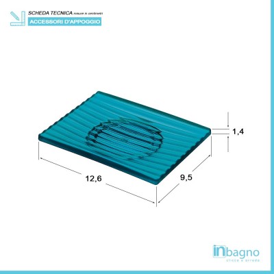 Scheda tecnica portasapone serie Roma in acrilico turchese pastello