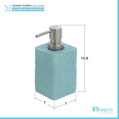 Scheda tecnica dispenser sapone liquido in poliresina turchese pastello