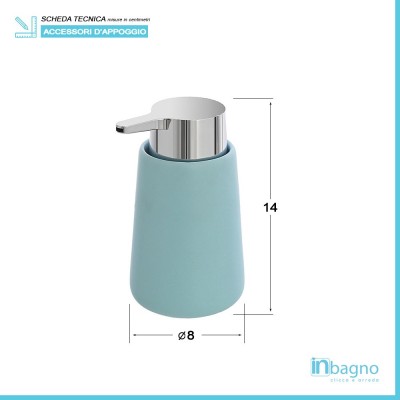 Scheda tecnica dispenser sapone liquido in ceramica linea Sidney turchese pastello