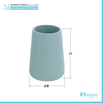 Scheda tecnica bicchiere portaspazzolini da appoggio Sidney in ceramica turchese pastello