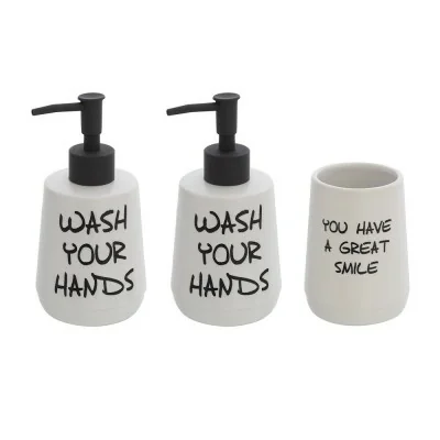 Set accessori linea Wash con 2 dispenser e bicchiere portaspazzolini bianco