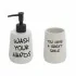 Set accessori linea Wash dispenser + portaspazzolini bianco con scritte