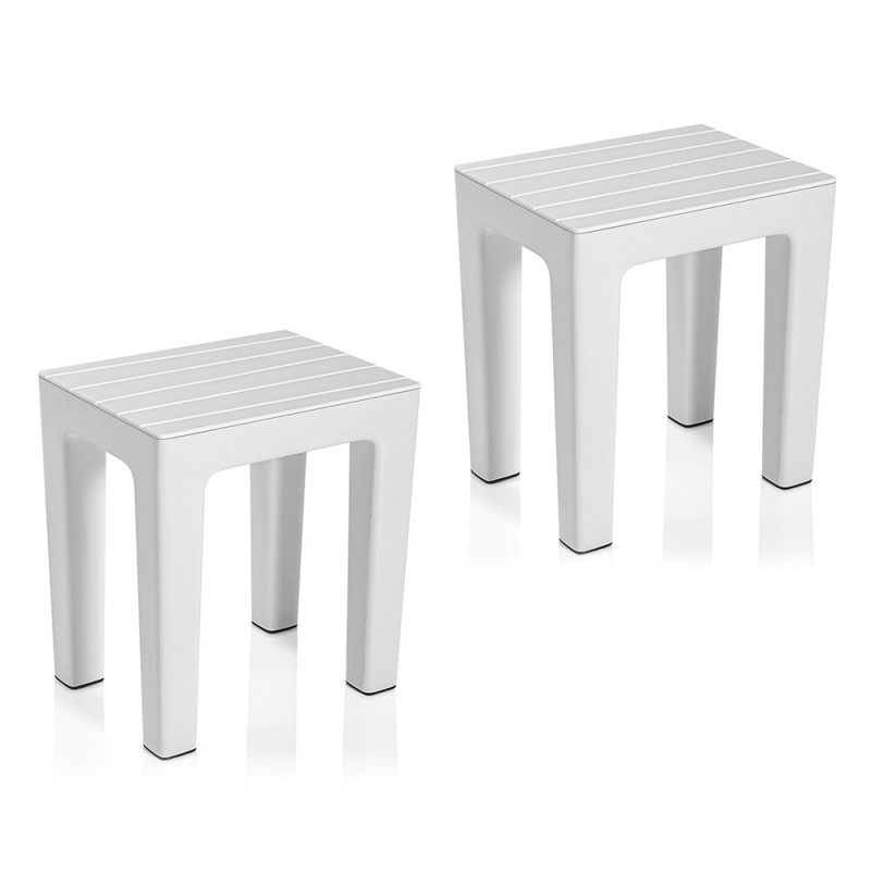 Set 2 pz Lello lo sgabello multiuso ad alta resistenza bianco effetto legno