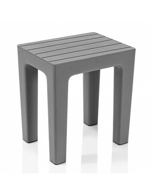 Sgabello da bar in ecopelle colore grigio e gamba metallo nera - Roxen