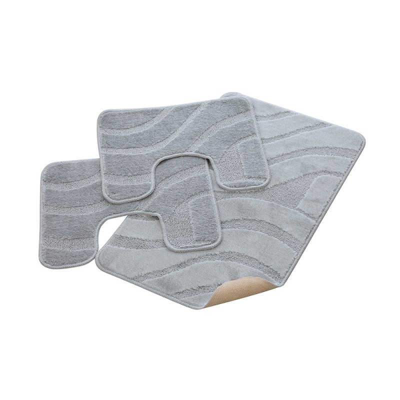 Parure Bagno 3 Pezzi Color Grigio In Polipropilene 100% Antiscivolo Parure Bagno 3 Pezzi Color Grigio In Polipropilene 100% Antiscivolo