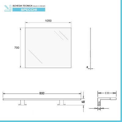 scheda Specchio bagno LED 105x70 cm