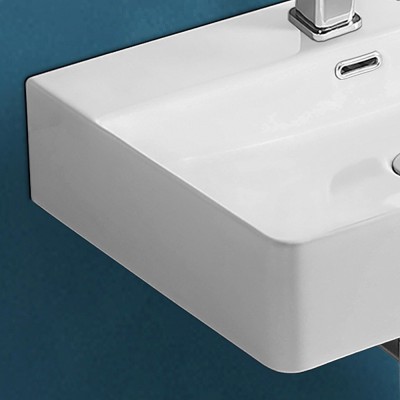 Lavandino bagno sospeso 41x42 cm in ceramica bianco lucido