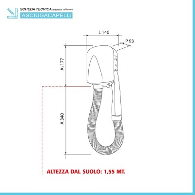 Asciugacapelli da Parete Suite con tubo flessibile Suite - B24 Store