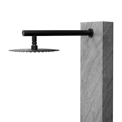 Soffione nero opaco colonna per doccia idromassaggio in acciaio inox con 3 funzioni effetto pietra