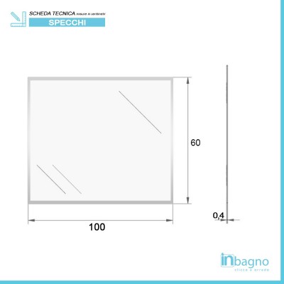 Scheda tecnica specchio con bisellatura 100x60 montaggio reversibile