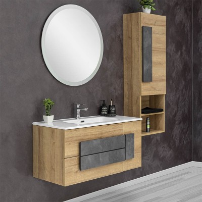 Pensile bagno sospeso effetto legno di rovere europeo 45 x 45 cm