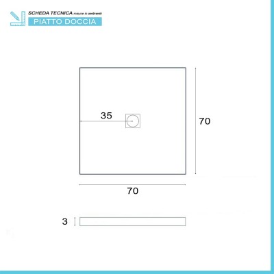 Scheda tecnica piatto doccia resina 70x70 su misura bianco effetto pietra Karen