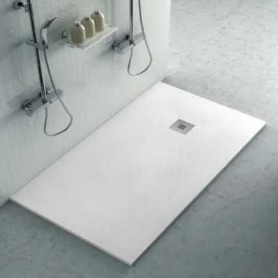 Piatto doccia su misura 70x180 Karen in resina bianco effetto pietra