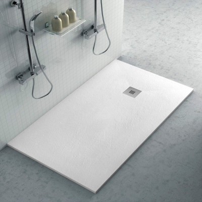 Piatto doccia filo pavimento 70x190 in resina Karen bianco pietra