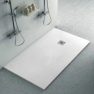 Piatto doccia filo pavimento Karen 80x160 in resina bianco pietra