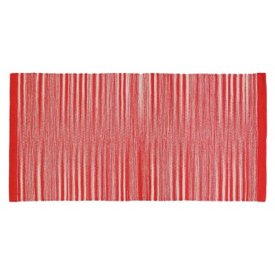 Tappeto 100% Cotone Da 50x80 Cm Color Rosso Per Bagno O Lavanderia
