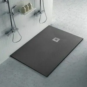 Piatto doccia ardesia 80x110 Karen in resina effetto pietra antracite
