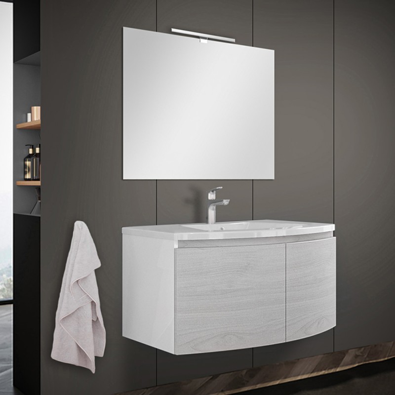 Mobile bagno salvaspazio da 70cm: bianco opaco e sospeso