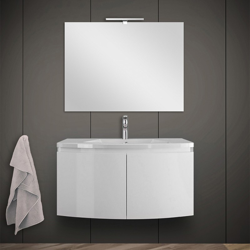 capitalism Oppressor Ambassador Mobile bagno sospeso curvo 80 cm bianco lucido con lavabo e specchio capitalism Oppressor Ambassador Mobile bagno sospeso curvo 80 cm bianco lucido con lavabo e specchio