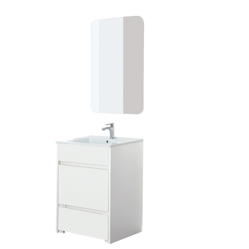Mobile Bagno Bianco a Terra con Pouf Estraibile 60 cm Mobile Bagno Bianco a Terra con Pouf Estraibile 60 cm