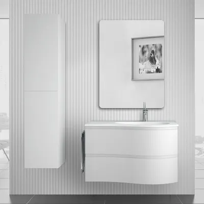 Mobile bagno sospeso 90  Melody bianco opaco con vasca e specchio