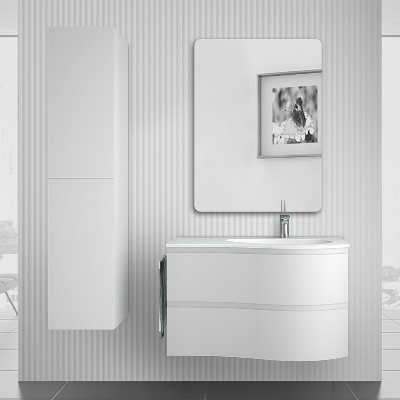 Mobile bagno sospeso 90  cm Melody bianco opaco con vasca e specchio