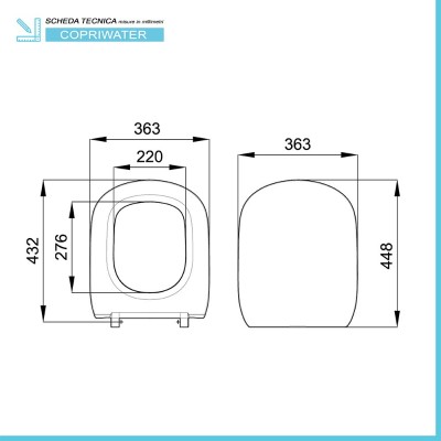 Scheda tecnica copriwater compatibile wc Dolomite serie Gemma 2 con chiusura standard