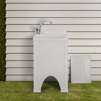 Mobile lavatoio lavanderia Olimpo per ambienti esterni completo di vasca, tavoletta e kit scarico