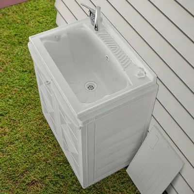 Mobile lavanderia salvaspazio 60x45 bianco con vasca e ripiano interno