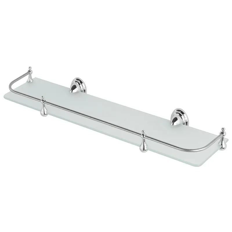 Mensola Bagno Acciaio Cromato e Vetro Satinato 50 cm Mensola bagno a muro 50 cm in vetro satinato con supporto cromato Facile