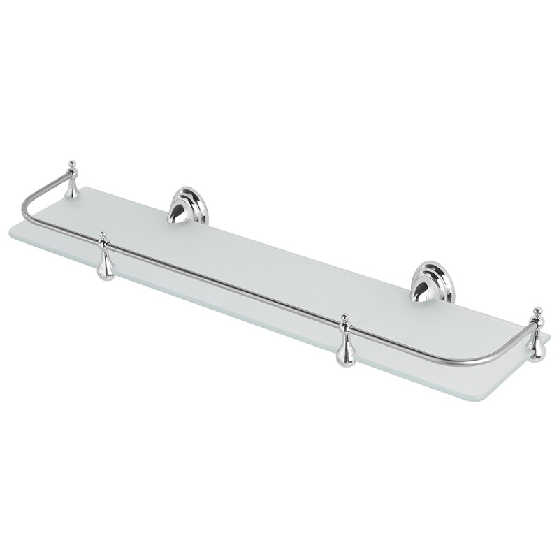 Mensola Bagno Acciaio Cromato e Vetro Satinato 50 cm Mensola bagno a muro 50 cm in vetro satinato con supporto cromato | Facile