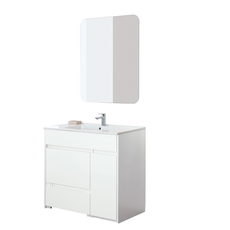 Mobile Bagno con Lavabo Bianco Family 90 con Pouf Estraibile Mobile Bagno con Lavabo Bianco Family 90 con Pouf Estraibile