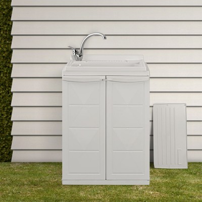 Mobiletto con lavabo per lavanderia salvaspazio 60x45 cm bianco