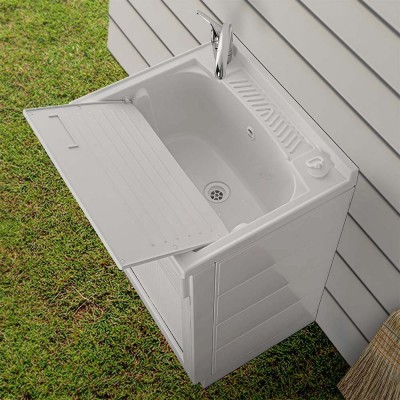 Lavabo per lavanderia 45x50 cm bianco con serrandina