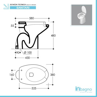 Scheda tecnica vaso per disabili con apertura frontale