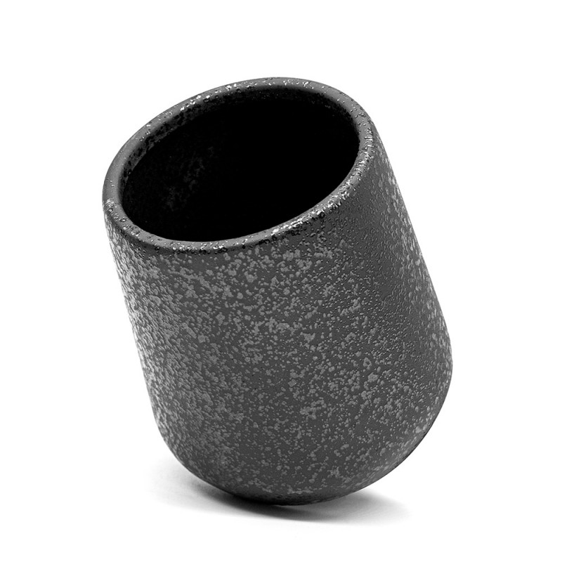 Bicchiere portaspazzolini da appoggio in ceramica nero effetto glitter