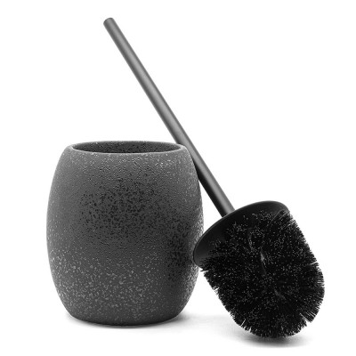 Portascopino in ceramica nero effetto glitter con scopino ergonomico INCLUSO