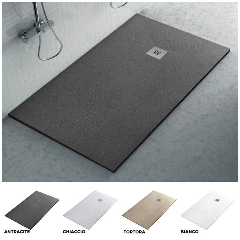 Piatto doccia 70x70 cm bianco effetto pietra in resina riducibile Agorà