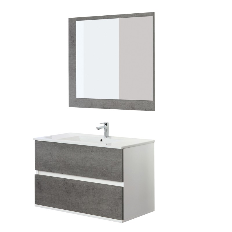 Mobile Bagno Sospeso grigio Composizione Bagno Sospesa Colore Cemento in Nobilitato Melaminico
