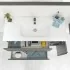 Mobile per bagno sospeso 90 cm effetto pietra Oxid con lavandino e specchiera inclusi