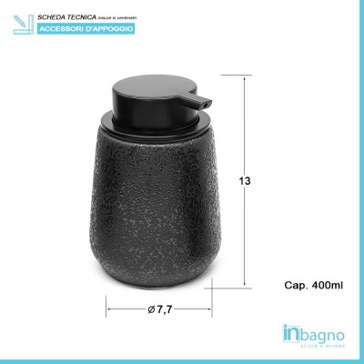 Scheda tecnica dispenser sapone liquido in ceramica nero glitter