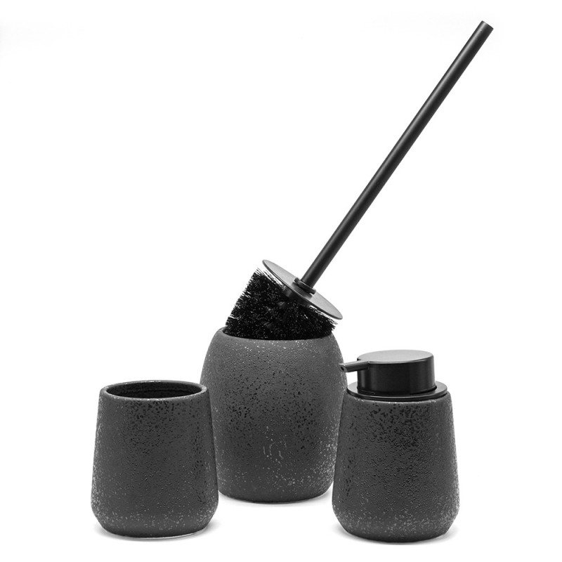 3 pezzi Set di accessori in ceramica per il bagno colore nero Basics