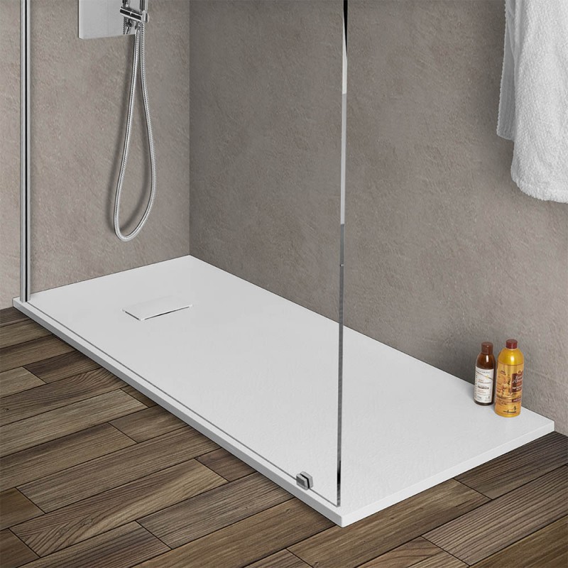 Piatto doccia 70x170 filo pavimento Agorà in resina bianco pietra Piatto doccia 70x170 filo pavimento Agorà in resina bianco pietra