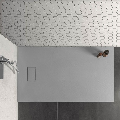 Piatto doccia Agorà 80x140 su misura in resina grigio effetto pietra