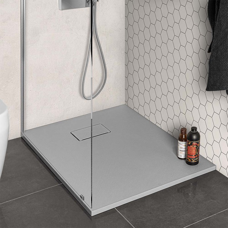 Piatto doccia 70x90 in resina grigio effetto pietra serie Agorà