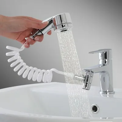 Doccetta per lavabo completa di supporto a muro e tubo flessibile