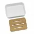 Porta sapone solido in plastica bianca e bamboo
