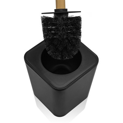Porta scopino bagno nero opaco con paraspruzzi in silicone igienico